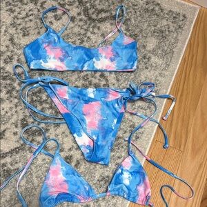 Blue and Pink Tie-Dye Bikini Set